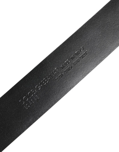 Dolce &amp; Gabbana Black Exotic Leather DG Logo Buckle Belt