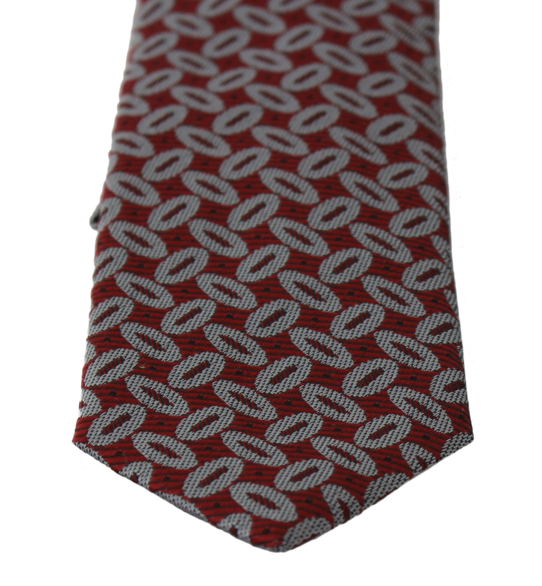 Dolce &amp; Gabbana Red 100% Silk Printed Wide Necktie Men Tie