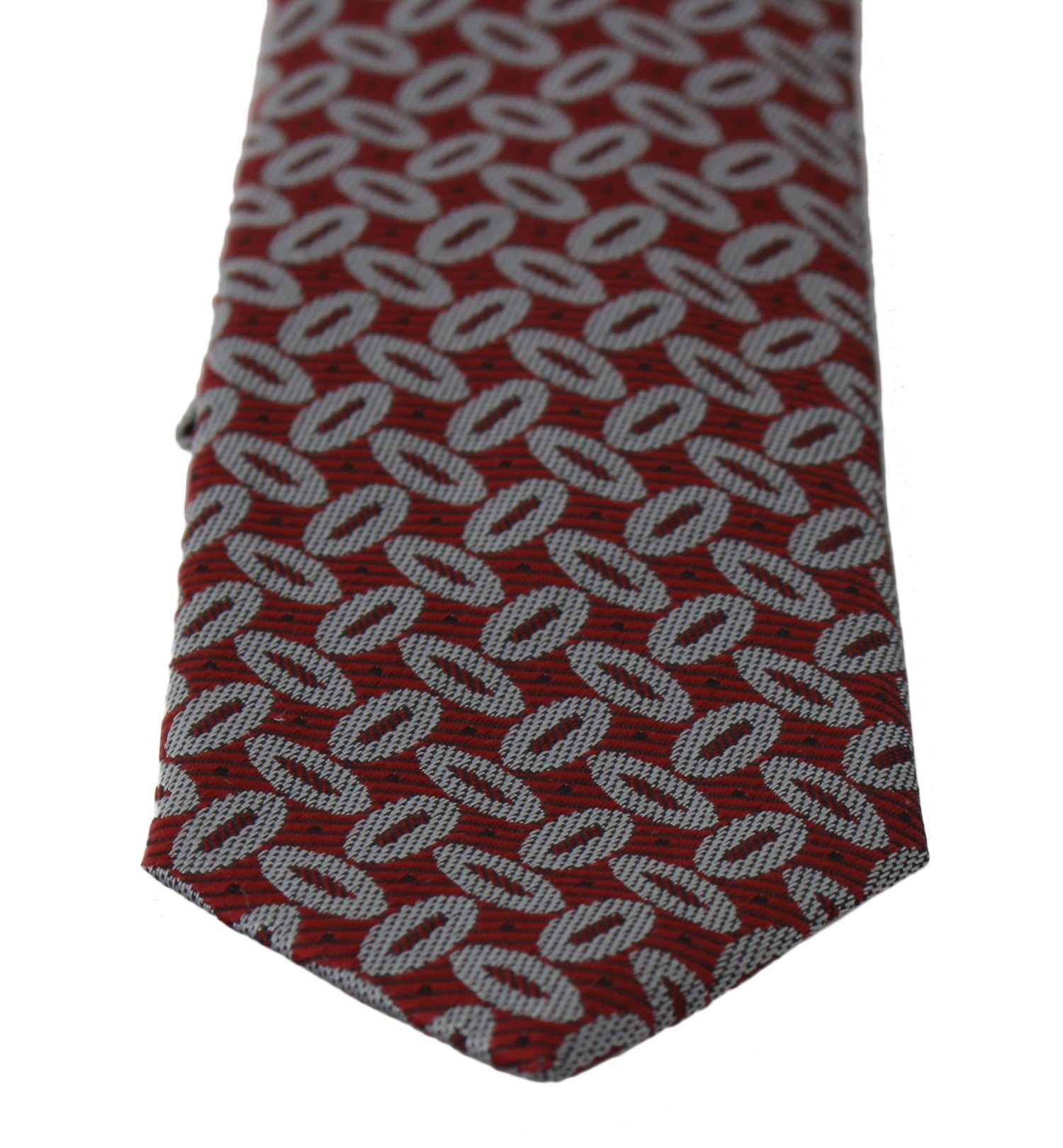 Dolce &amp; Gabbana Red 100% Silk Printed Wide Necktie Men Tie