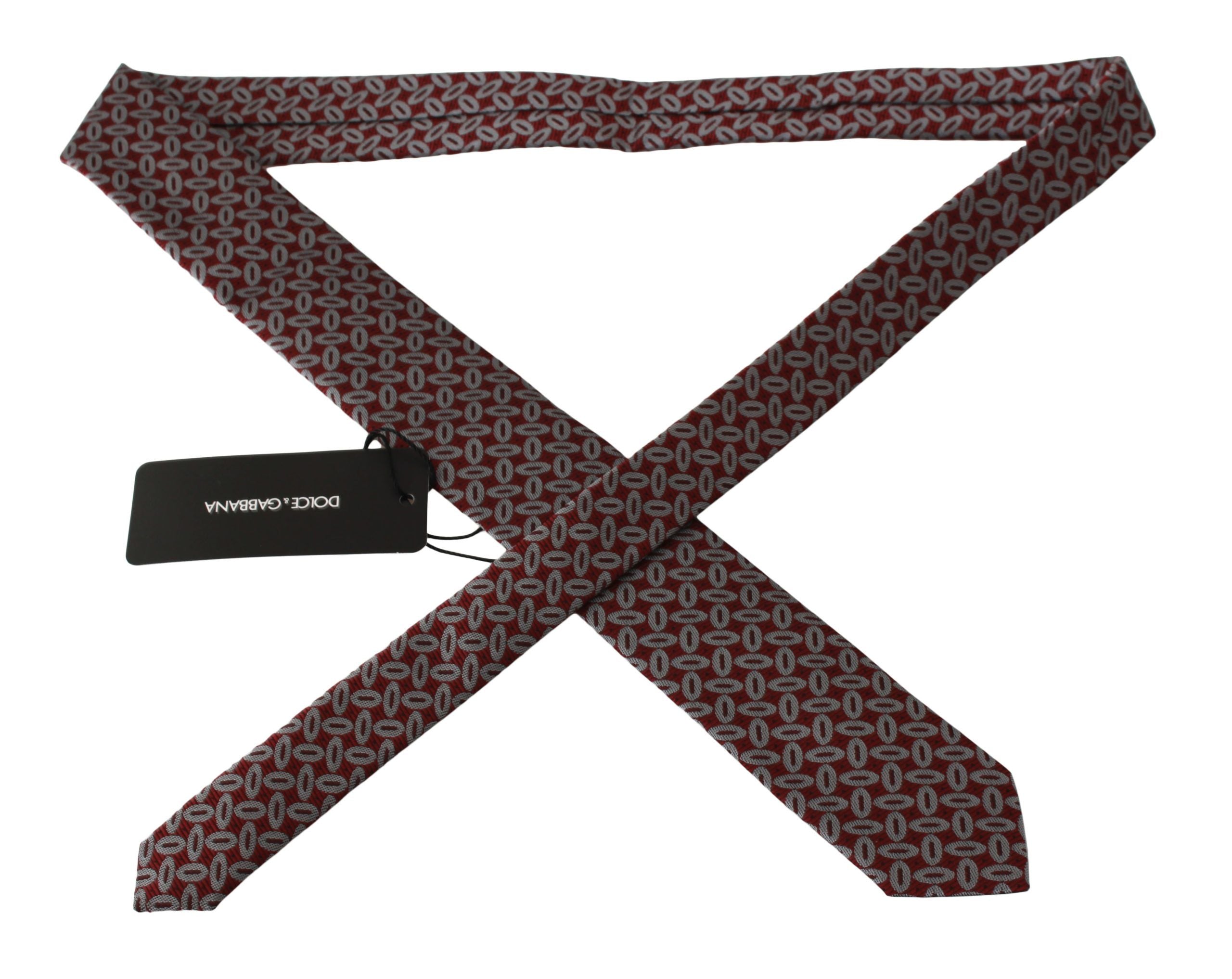 Dolce &amp; Gabbana Red 100% Silk Printed Wide Necktie Men Tie