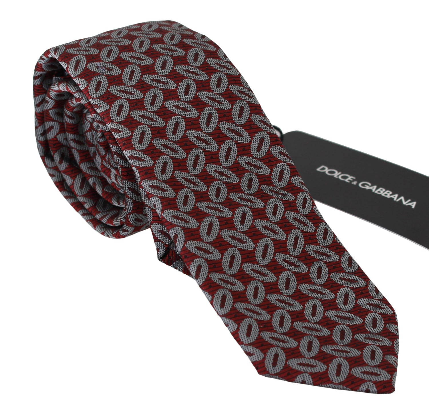 Dolce &amp; Gabbana Red 100% Silk Printed Wide Necktie Men Tie