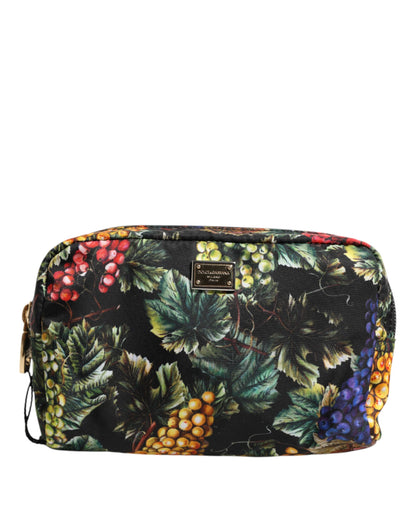 Dolce &amp; Gabbana Multicolor Grape Print Clutch Logo Plaque Pouch Bag