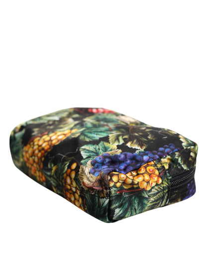 Dolce &amp; Gabbana Multicolor Grape Print Clutch Logo Plaque Pouch Bag