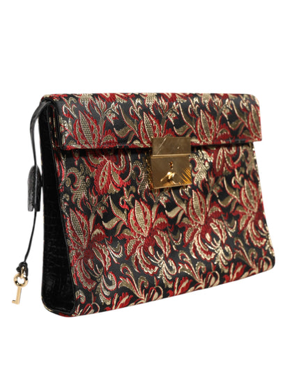 Dolce &amp; Gabbana Multicolor Jacquard Floral Document Briefcase Bag