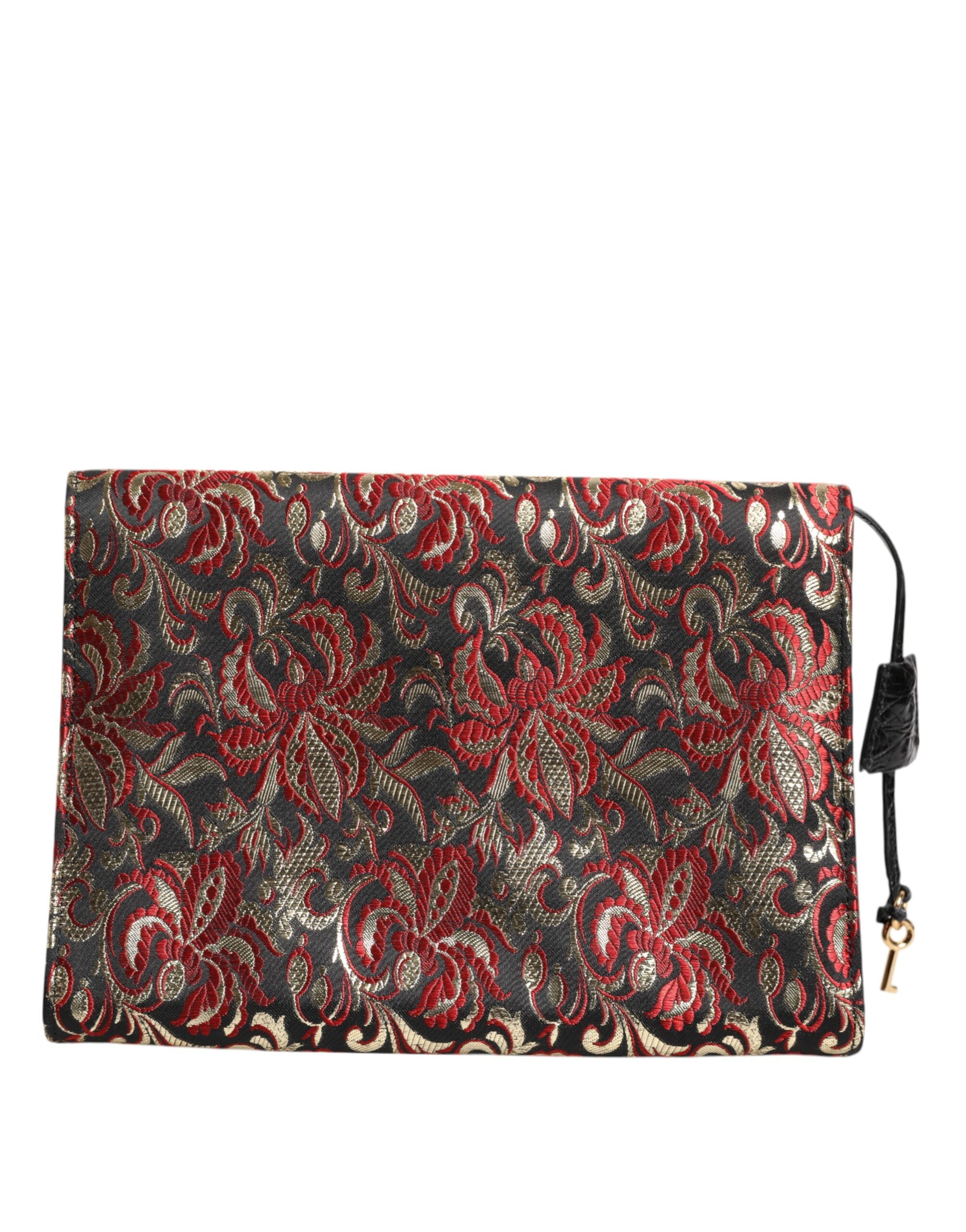 Dolce &amp; Gabbana Multicolor Jacquard Floral Document Briefcase Bag