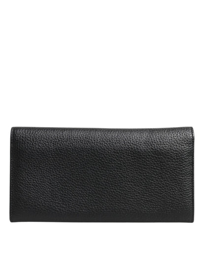 Dolce &amp;amp; Gabbana svart läderplånbok med trefaldig logotyp och korthållare