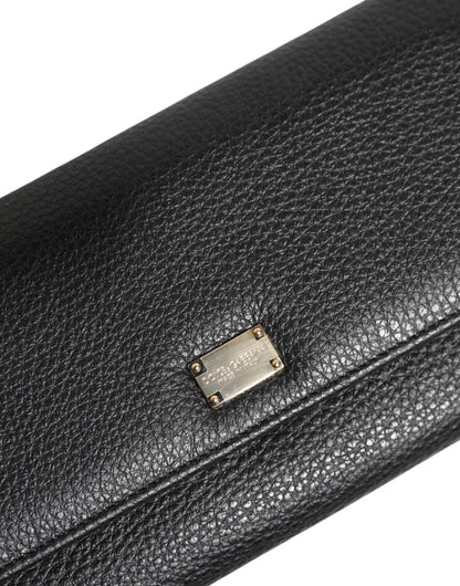 Dolce &amp;amp; Gabbana svart läderplånbok med trefaldig logotyp och korthållare