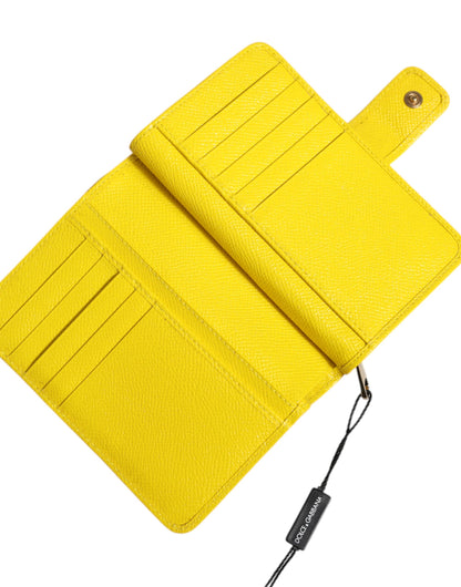 Dolce &amp; Gabbana Yellow Leather Bifold Continental Clutch Wallet