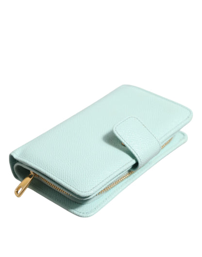 Dolce &amp;amp; Gabbana Mintgrön Läder Bifold Continental Clutch Plånbok