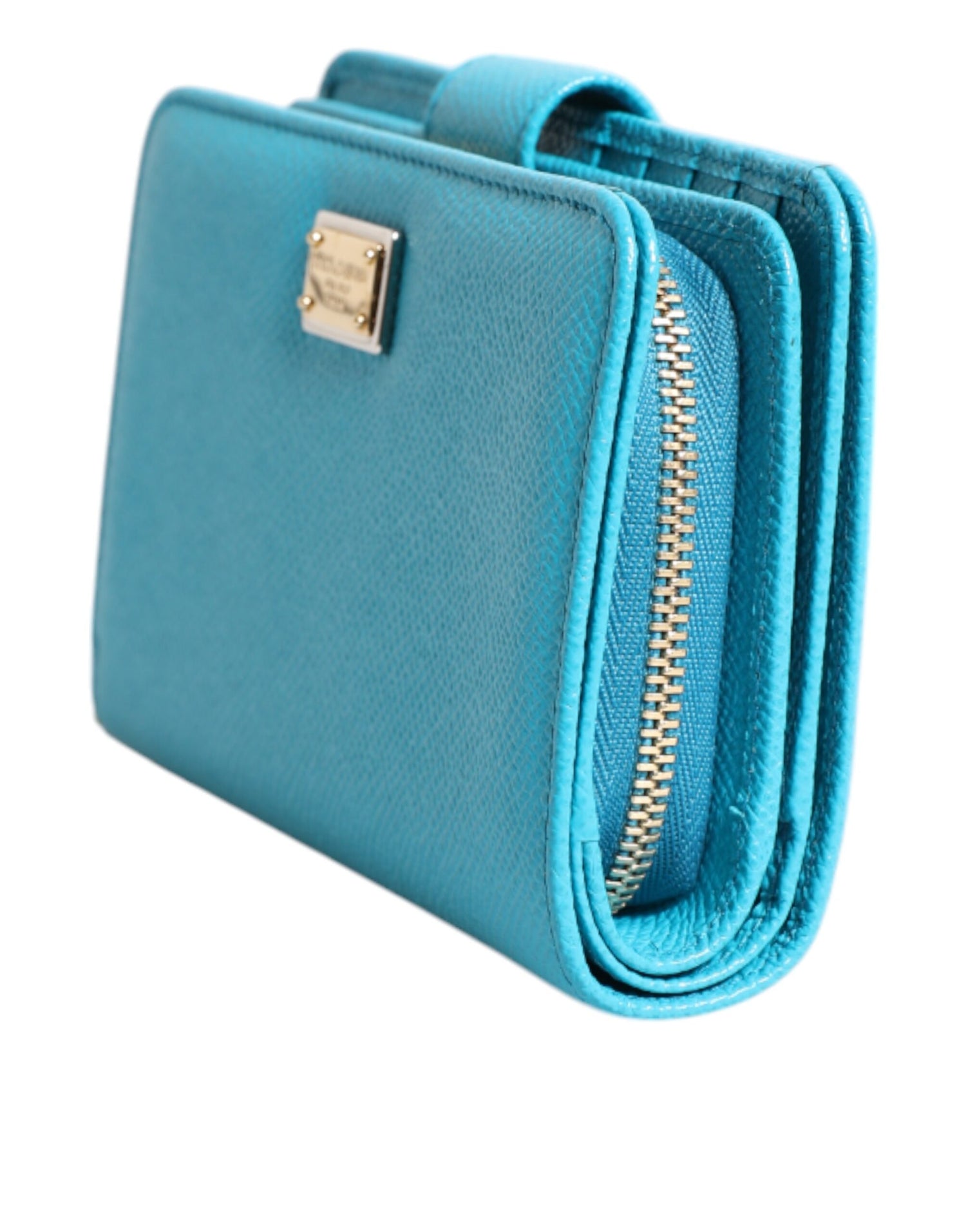 Dolce &amp; Gabbana Light Blue Leather Bifold Continental Clutch Wallet