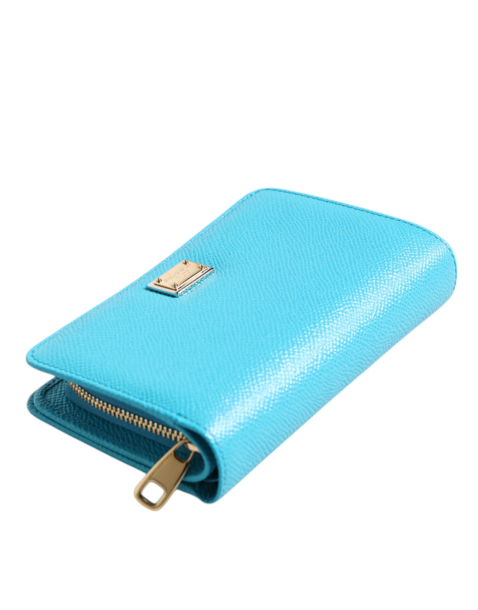 Dolce &amp; Gabbana Light Blue Leather Bifold Continental Clutch Wallet