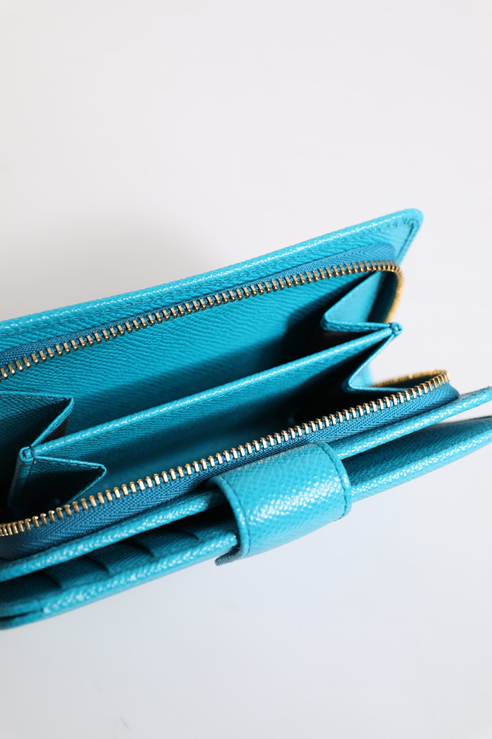 Dolce &amp; Gabbana Light Blue Leather Bifold Continental Clutch Wallet