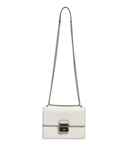 Dolce &amp; Gabbana White Rosalia Small Calfskin Chain Shoulder Strap Bag
