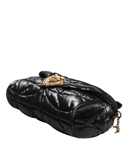 Dolce &amp; Gabbana Black Quilted Nylon Devotion Satchel Chain Strap Bag