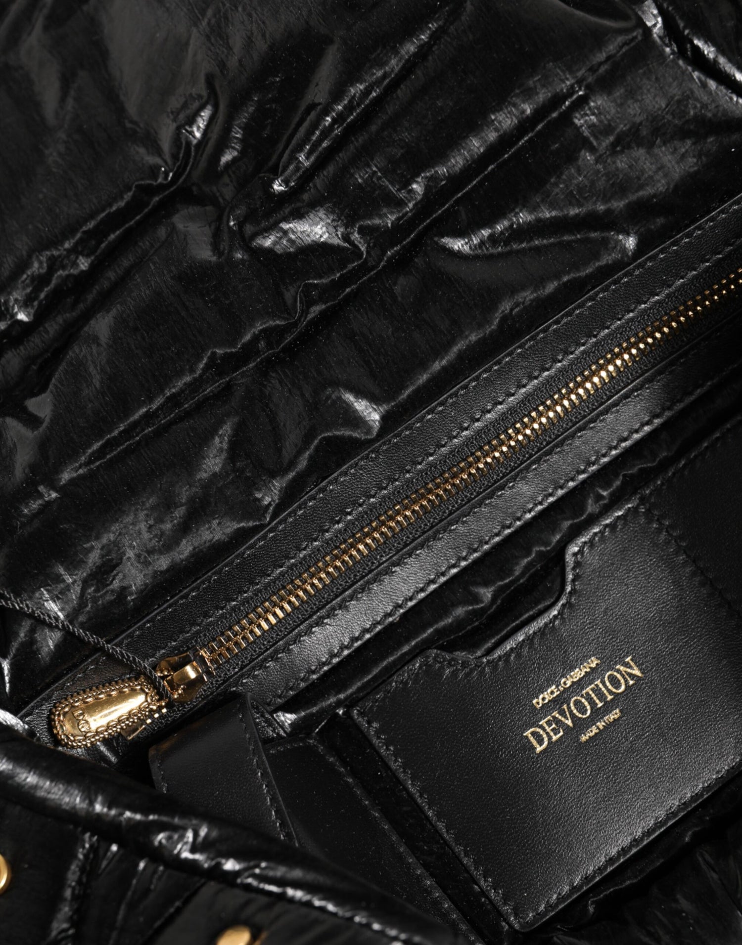 Dolce &amp; Gabbana Black Quilted Nylon Devotion Satchel Chain Strap Bag