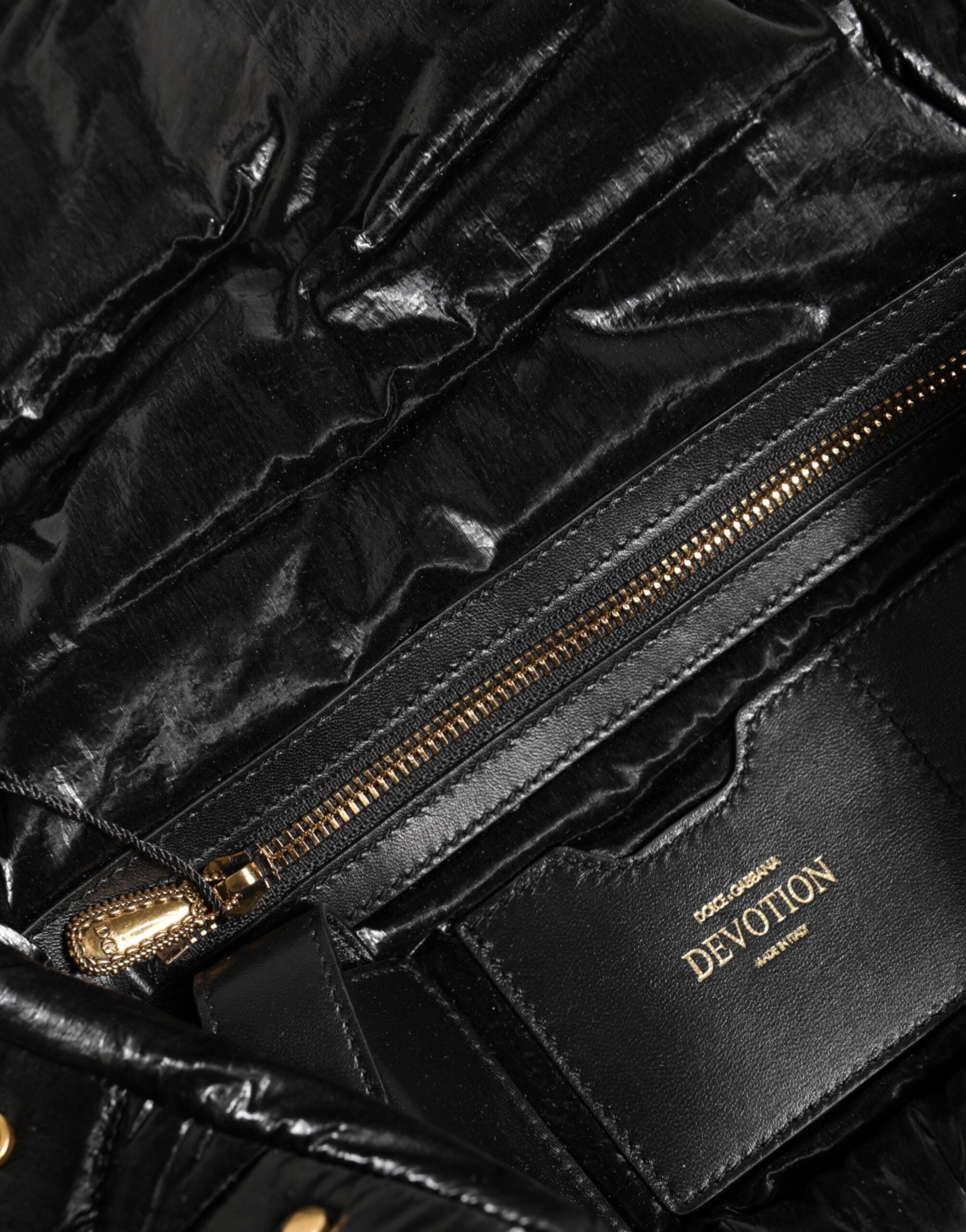 Dolce &amp; Gabbana Black Quilted Nylon Devotion Satchel Chain Strap Bag