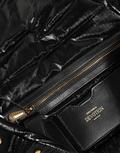 Dolce &amp; Gabbana Black Quilted Nylon Devotion Satchel Chain Strap Bag