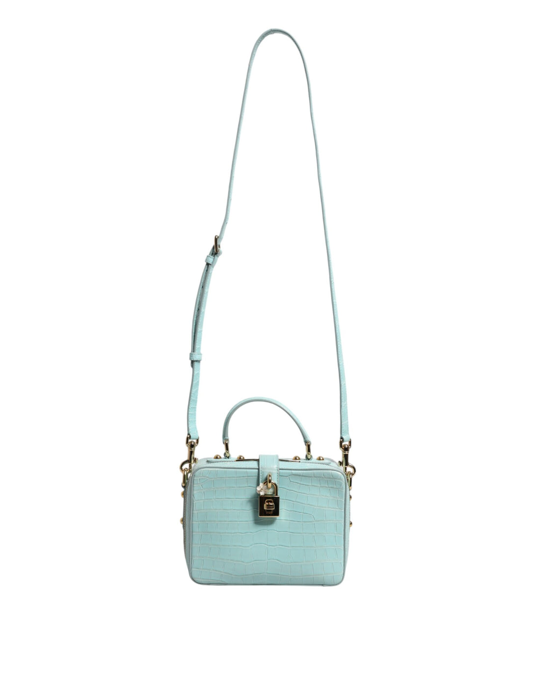 Dolce &amp; Gabbana Mint Green Embossed Leather Padlock Shoulder Bag