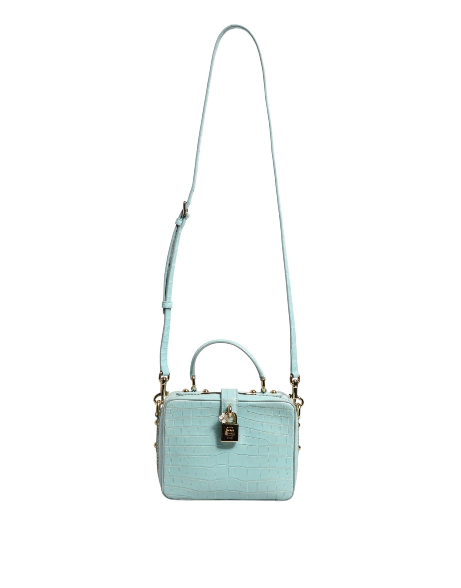 Dolce &amp; Gabbana Mint Green Embossed Leather Padlock Shoulder Bag