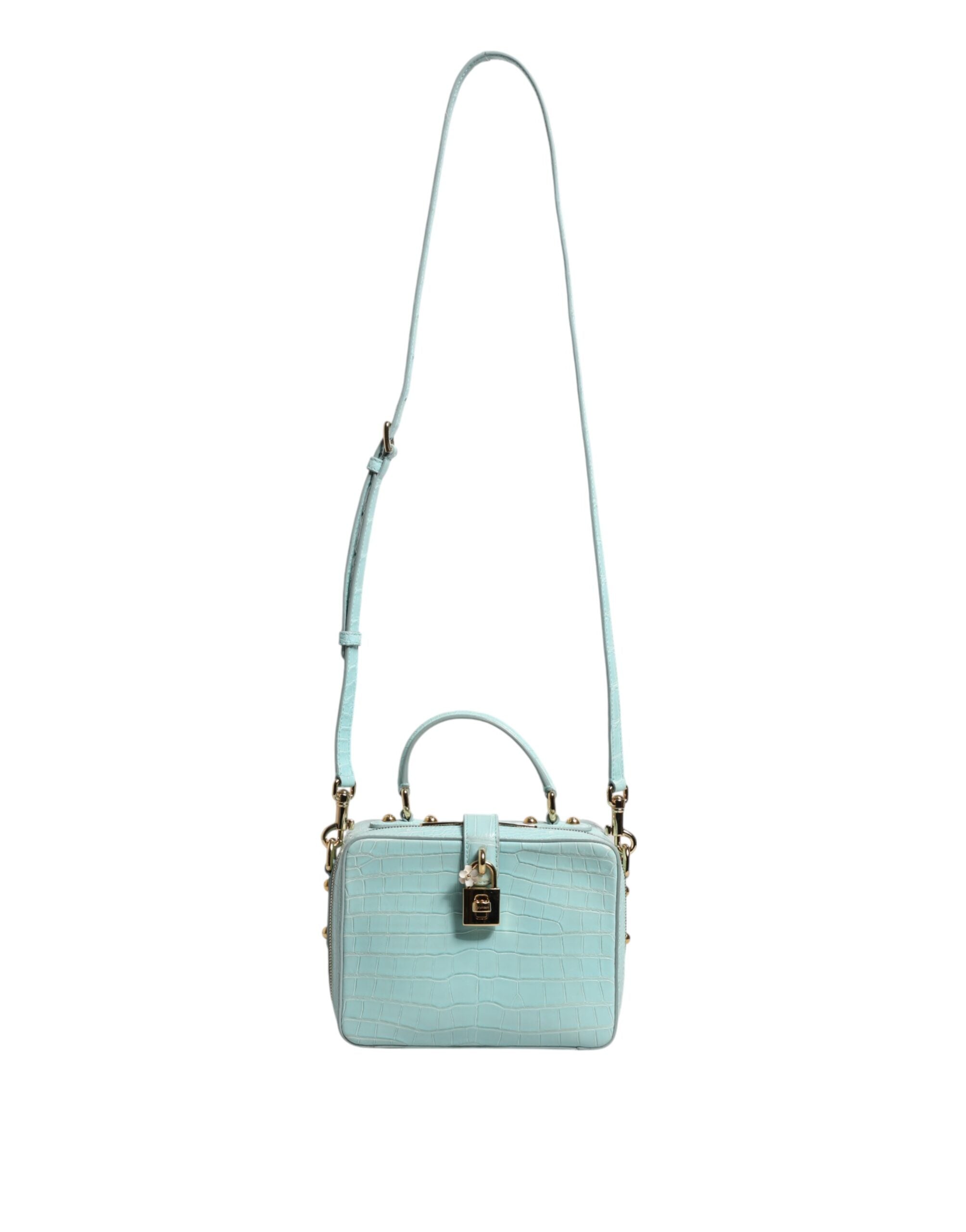 Dolce &amp; Gabbana Mint Green Embossed Leather Padlock Shoulder Bag