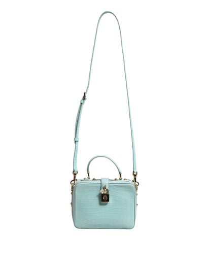 Dolce &amp; Gabbana Mint Green Embossed Leather Padlock Shoulder Bag