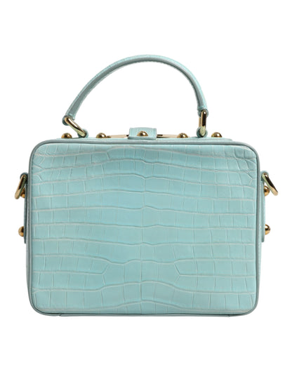 Dolce &amp; Gabbana Mint Green Embossed Leather Padlock Shoulder Bag