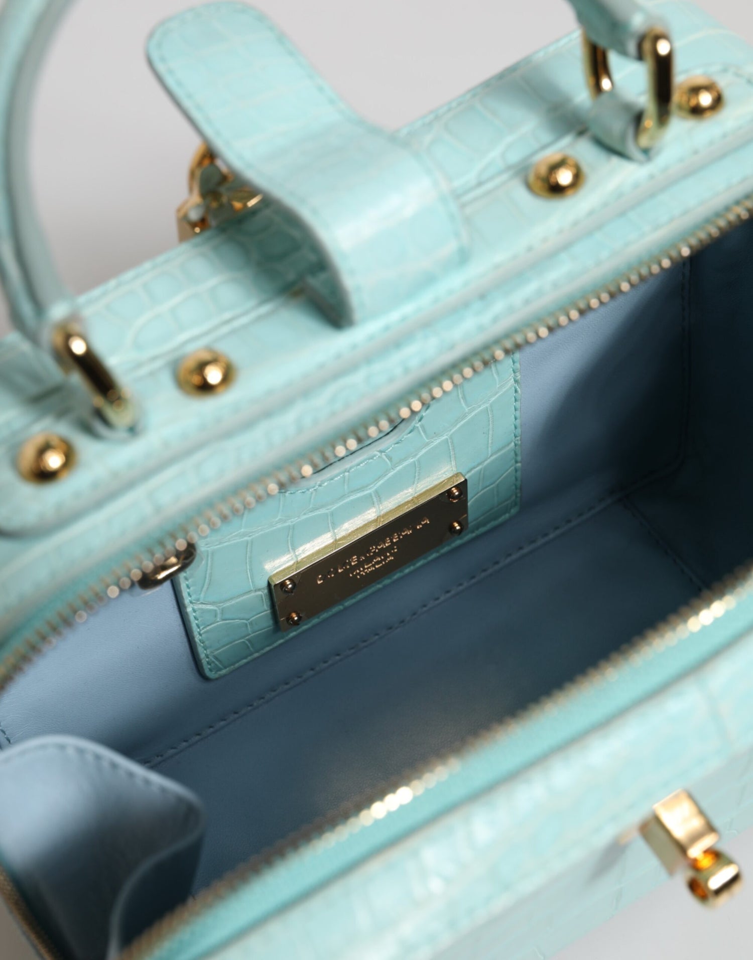 Dolce &amp; Gabbana Mint Green Embossed Leather Padlock Shoulder Bag