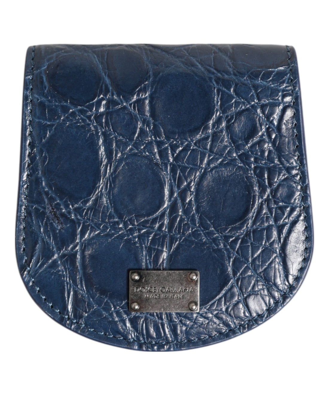 Dolce &amp; Gabbana Blue Exotic Skin Coin Condom Case Holder Pocket Wallet