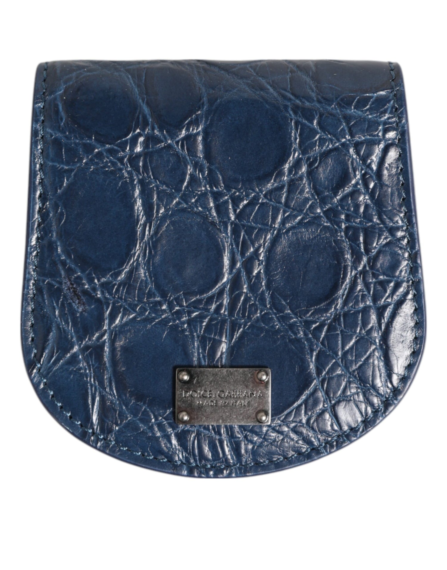 Dolce &amp; Gabbana Blue Exotic Skin Coin Condom Case Holder Pocket Wallet