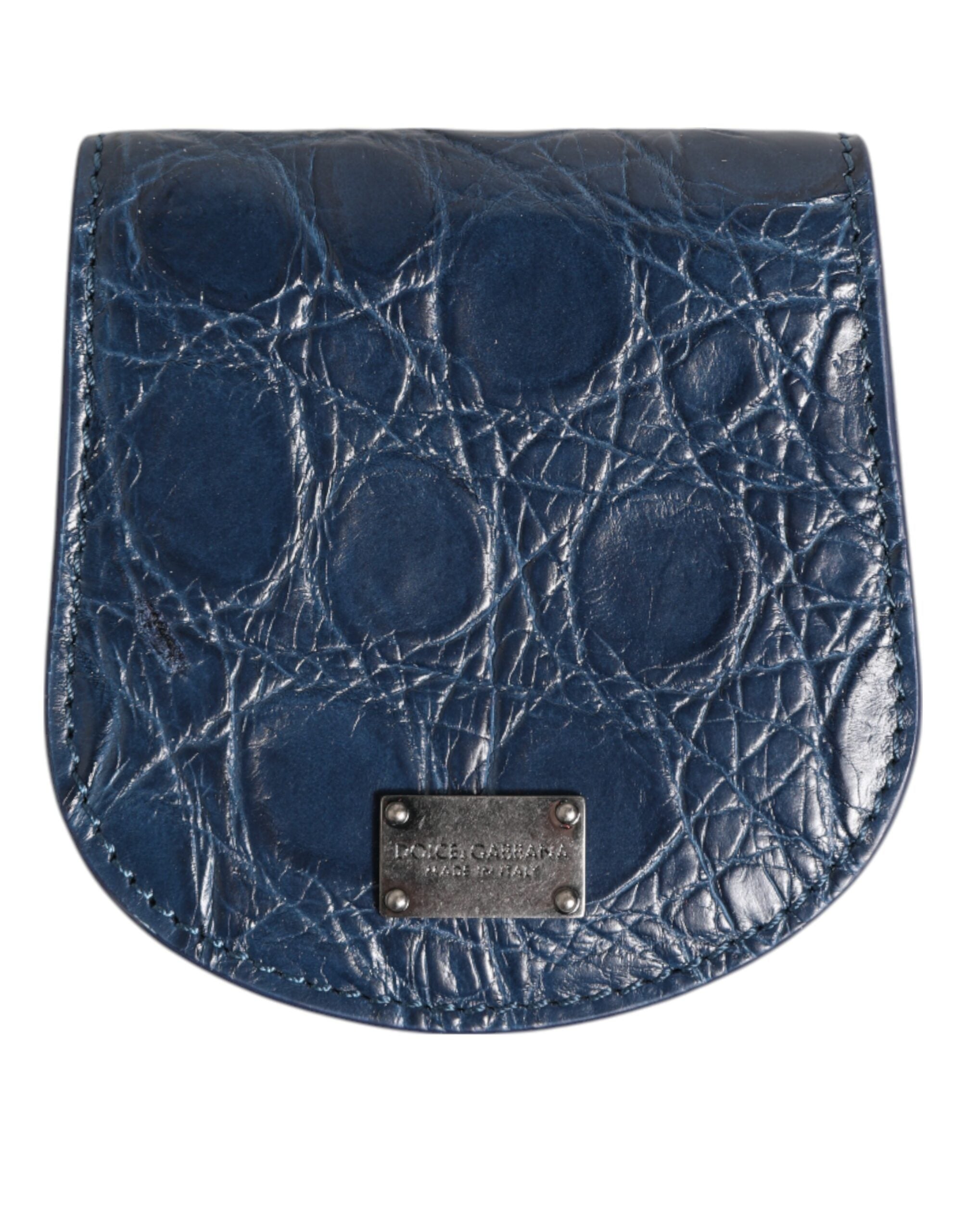 Dolce &amp; Gabbana Blue Exotic Skin Coin Condom Case Holder Pocket Wallet