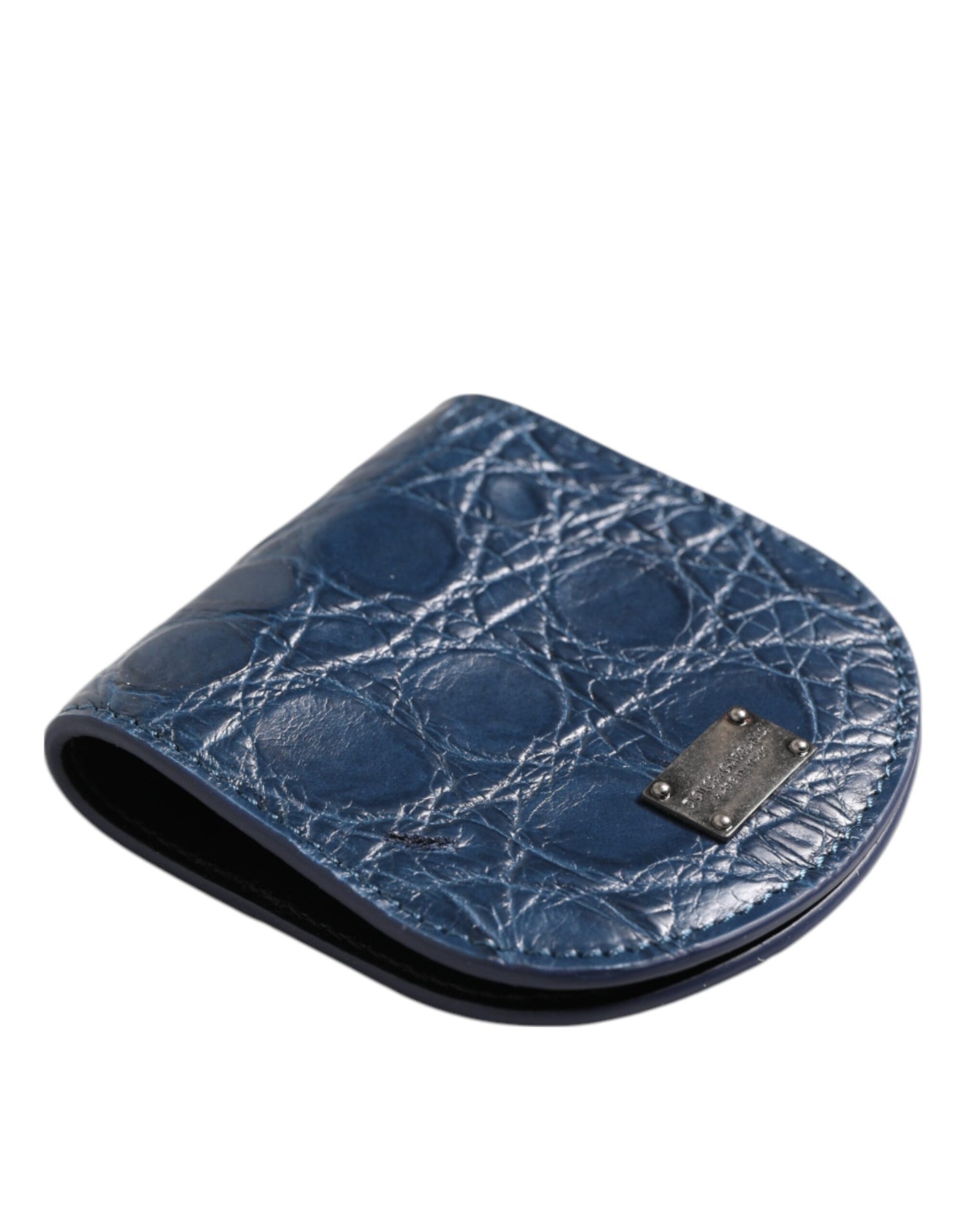 Dolce &amp; Gabbana Blue Exotic Skin Coin Condom Case Holder Pocket Wallet