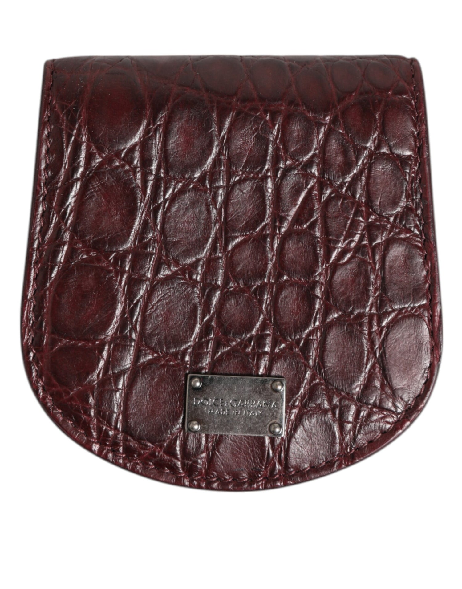 Dolce &amp; Gabbana Burgundy Exotic Skin Coin Condom Case Holder Pocket Wallet