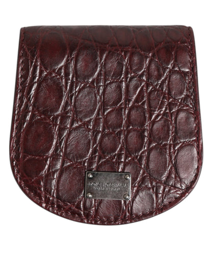 Dolce &amp; Gabbana Burgundy Exotic Skin Coin Condom Case Holder Pocket Wallet