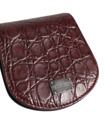 Dolce &amp; Gabbana Burgundy Exotic Skin Coin Condom Case Holder Pocket Wallet