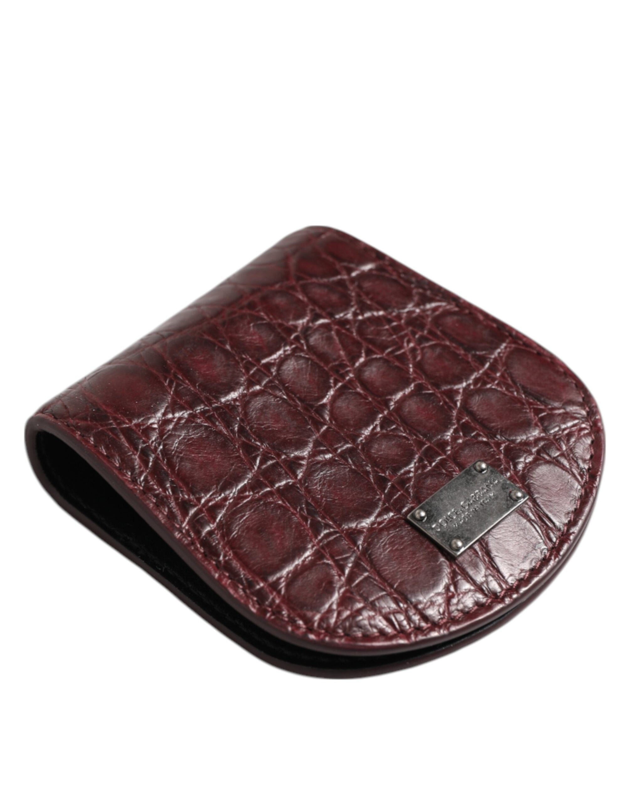 Dolce &amp; Gabbana Burgundy Exotic Skin Coin Condom Case Holder Pocket Wallet