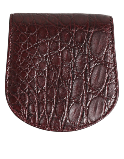 Dolce &amp; Gabbana Burgundy Exotic Skin Coin Condom Case Holder Pocket Wallet