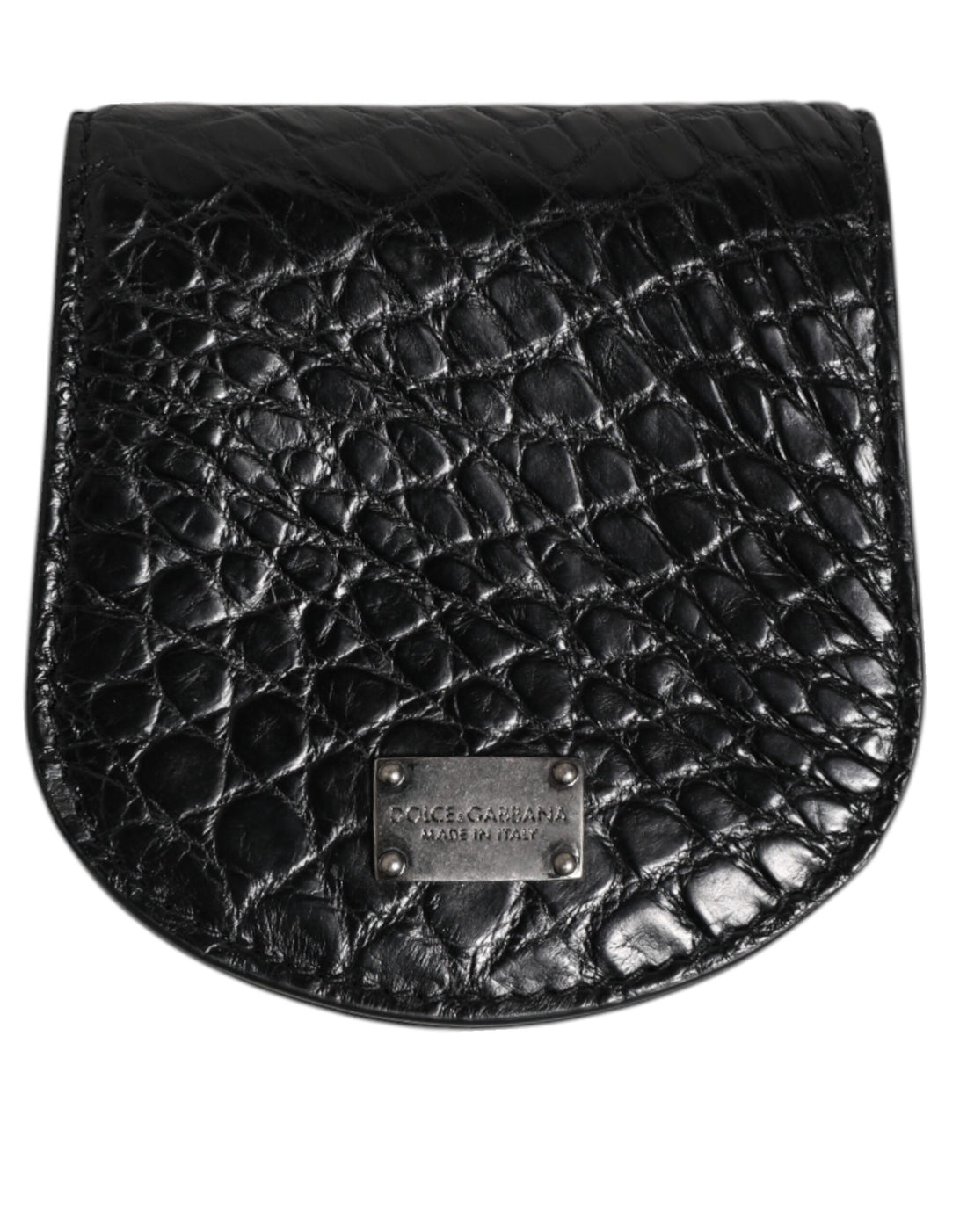 Dolce &amp; Gabbana Black Exotic Skin Coin Condom Case Holder Pocket Wallet