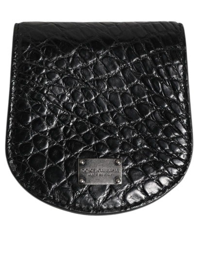 Dolce &amp; Gabbana Black Exotic Skin Coin Condom Case Holder Pocket Wallet