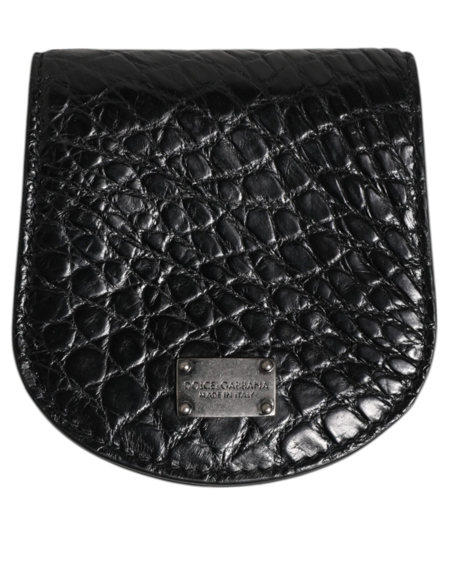Dolce &amp; Gabbana Black Exotic Skin Coin Condom Case Holder Pocket Wallet