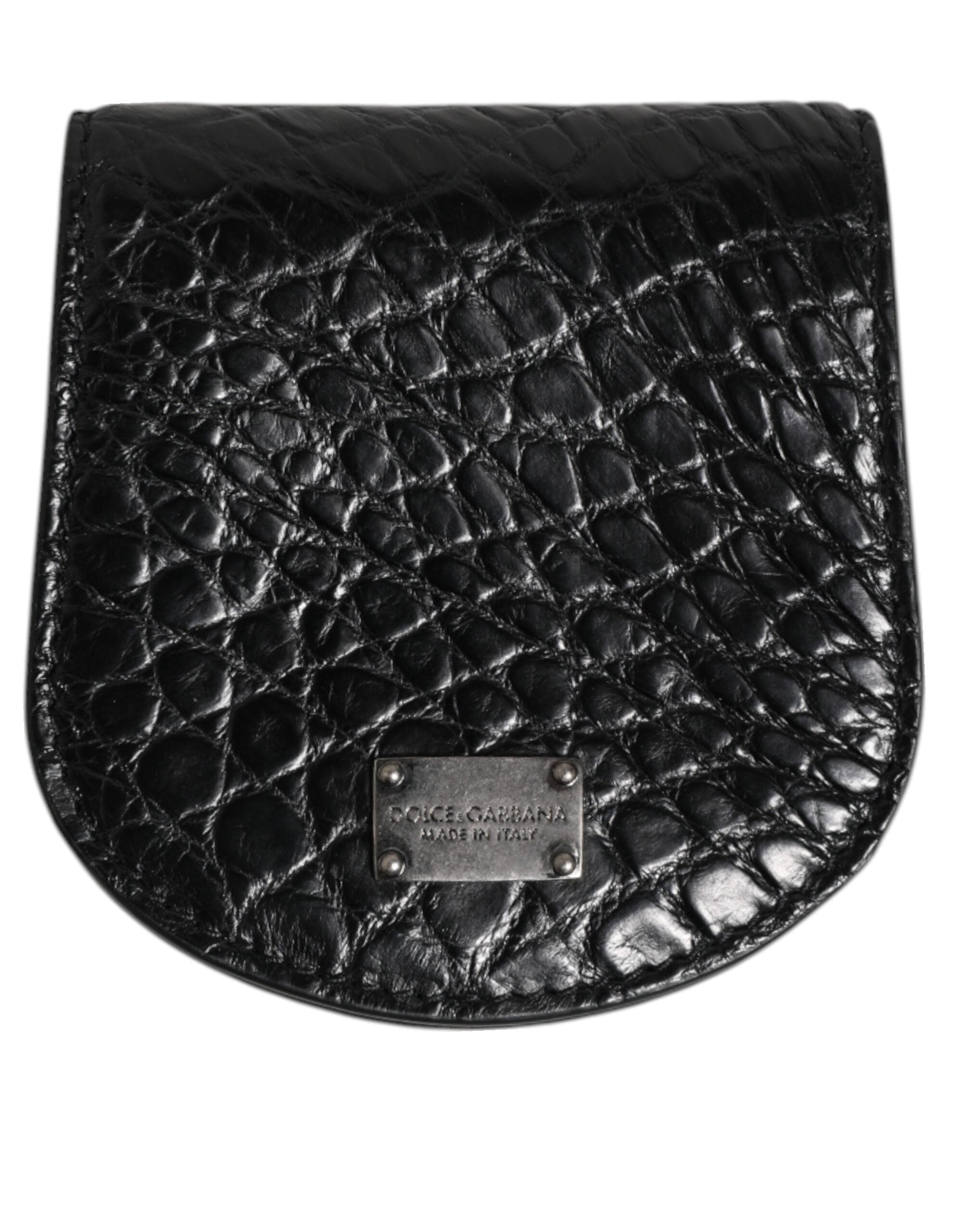Dolce &amp; Gabbana Black Exotic Skin Coin Condom Case Holder Pocket Wallet