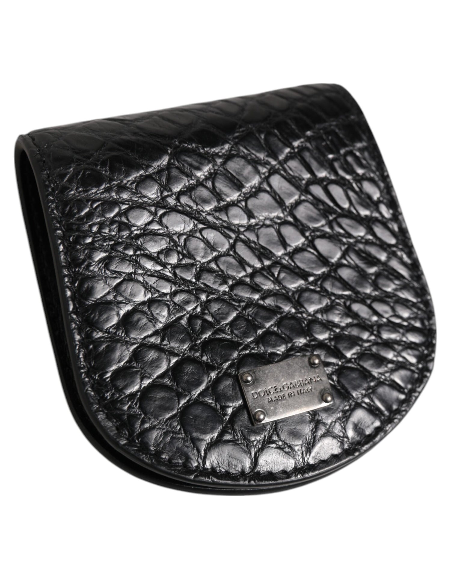 Dolce &amp; Gabbana Black Exotic Skin Coin Condom Case Holder Pocket Wallet