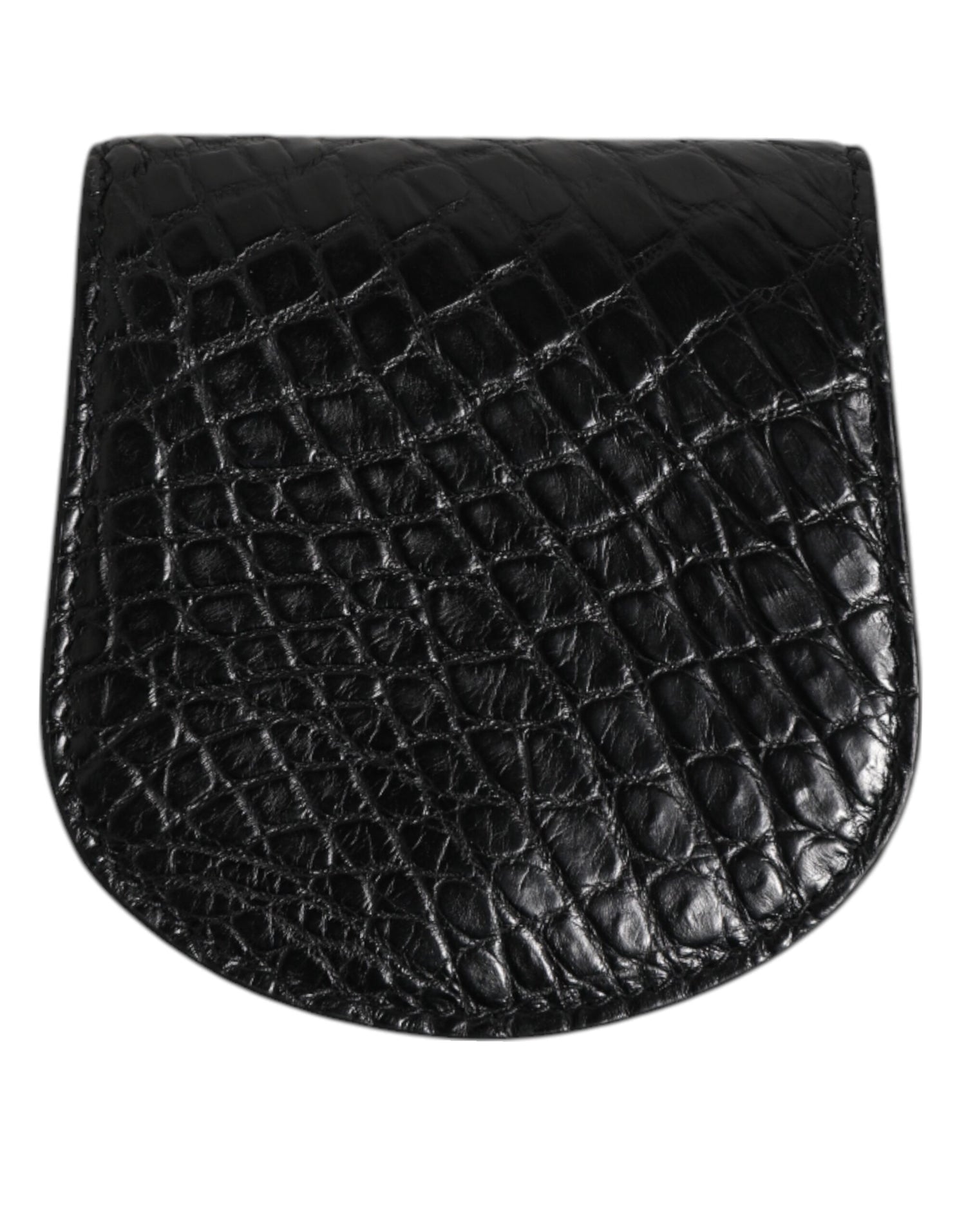 Dolce &amp; Gabbana Black Exotic Skin Coin Condom Case Holder Pocket Wallet