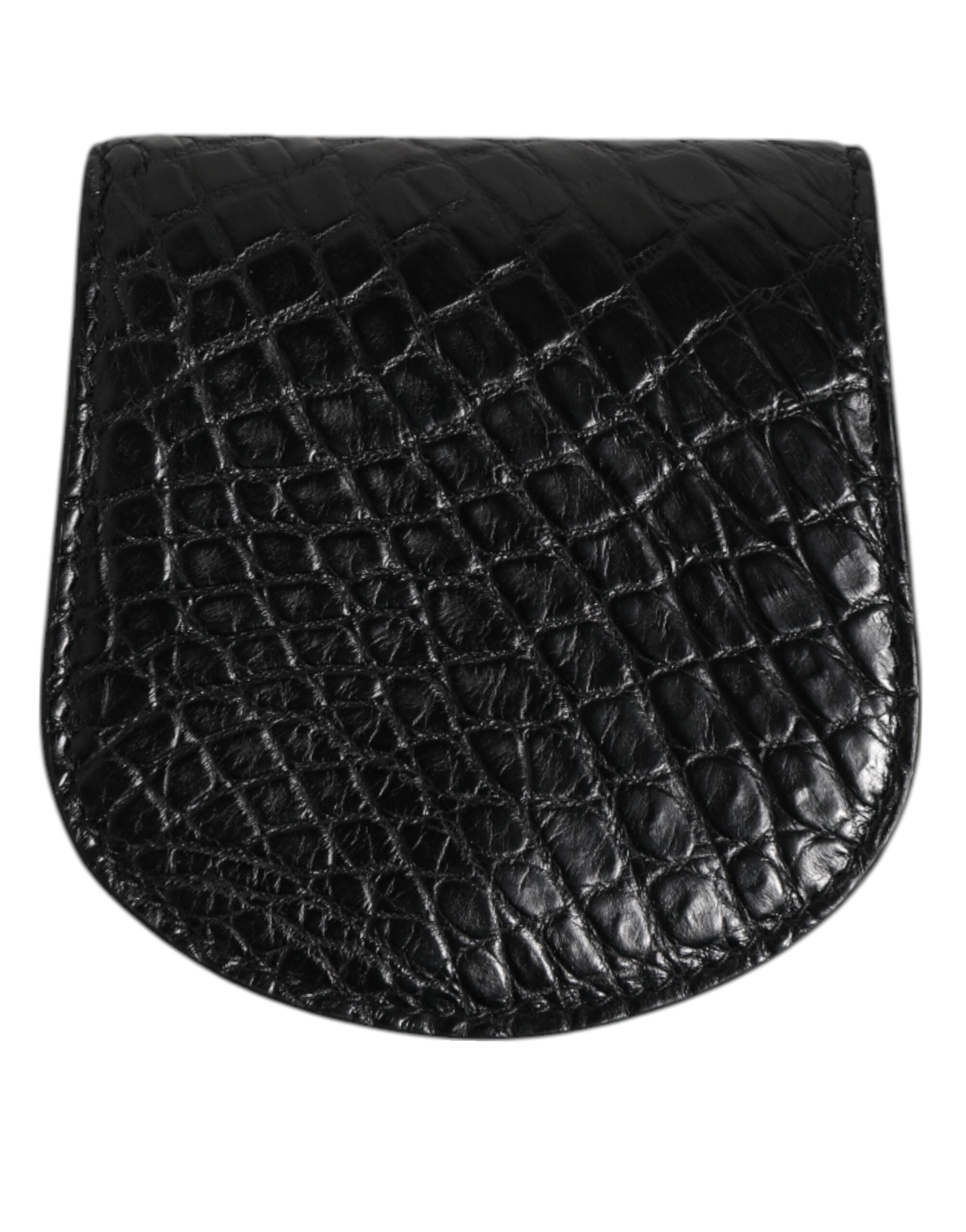 Dolce &amp; Gabbana Black Exotic Skin Coin Condom Case Holder Pocket Wallet
