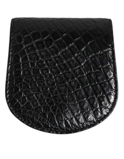 Dolce &amp; Gabbana Black Exotic Skin Coin Condom Case Holder Pocket Wallet