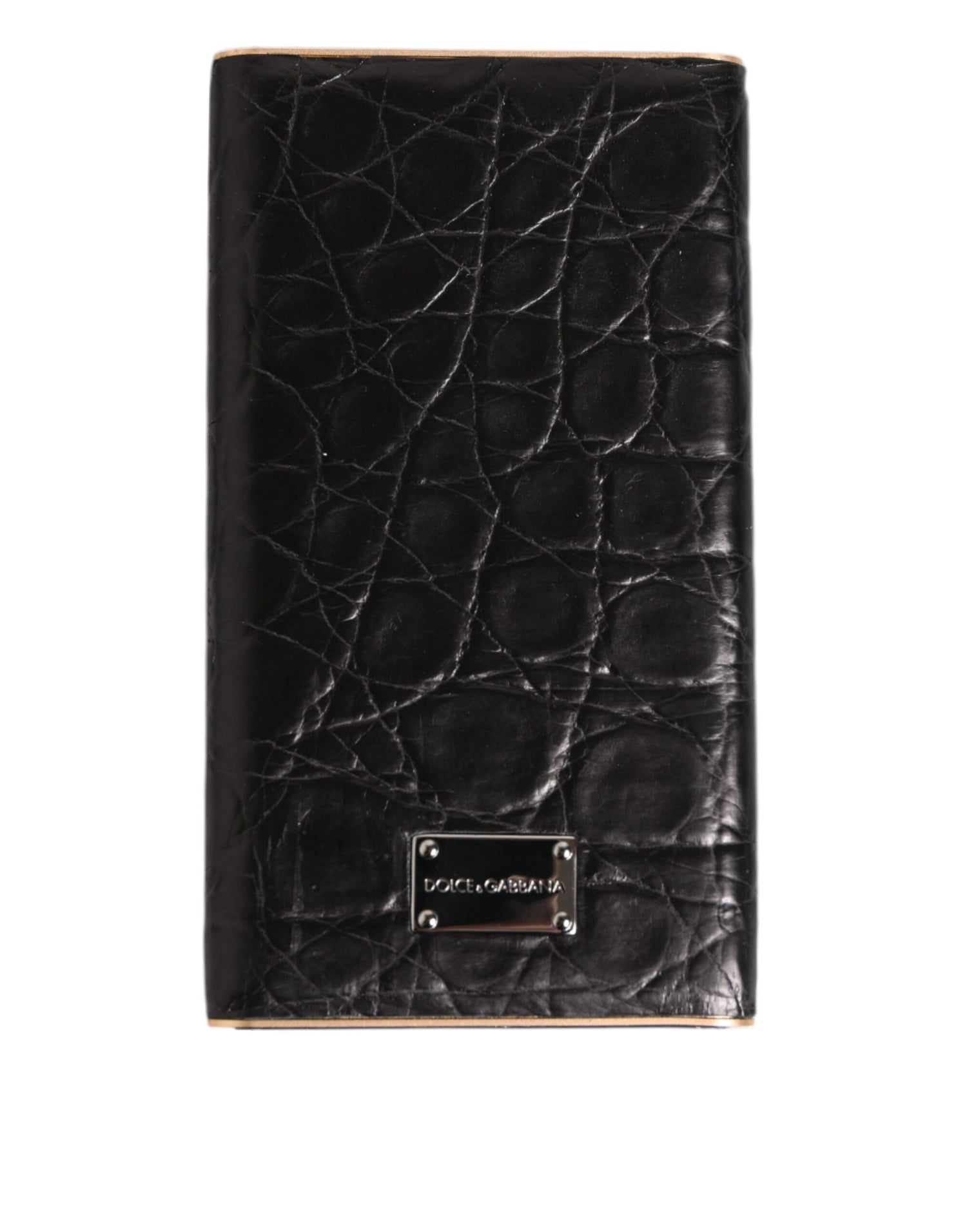 Dolce &amp; Gabbana Black Leather Exotic Skin 3000mAh Power Bank Charger USB