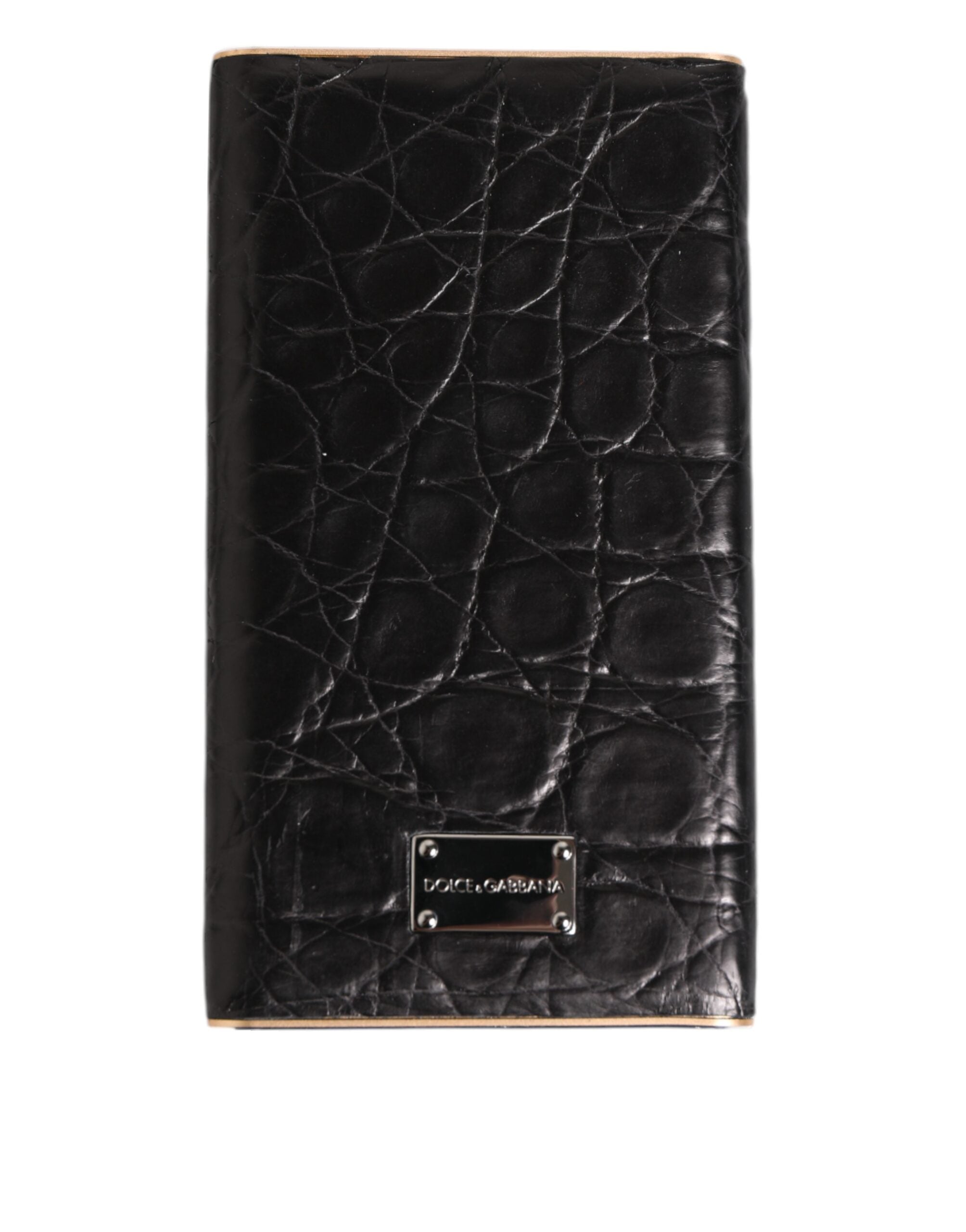 Dolce &amp; Gabbana Black Leather Exotic Skin 3000mAh Power Bank Charger USB