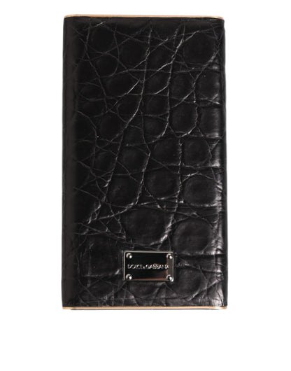 Dolce &amp; Gabbana Black Leather Exotic Skin 3000mAh Power Bank Charger USB