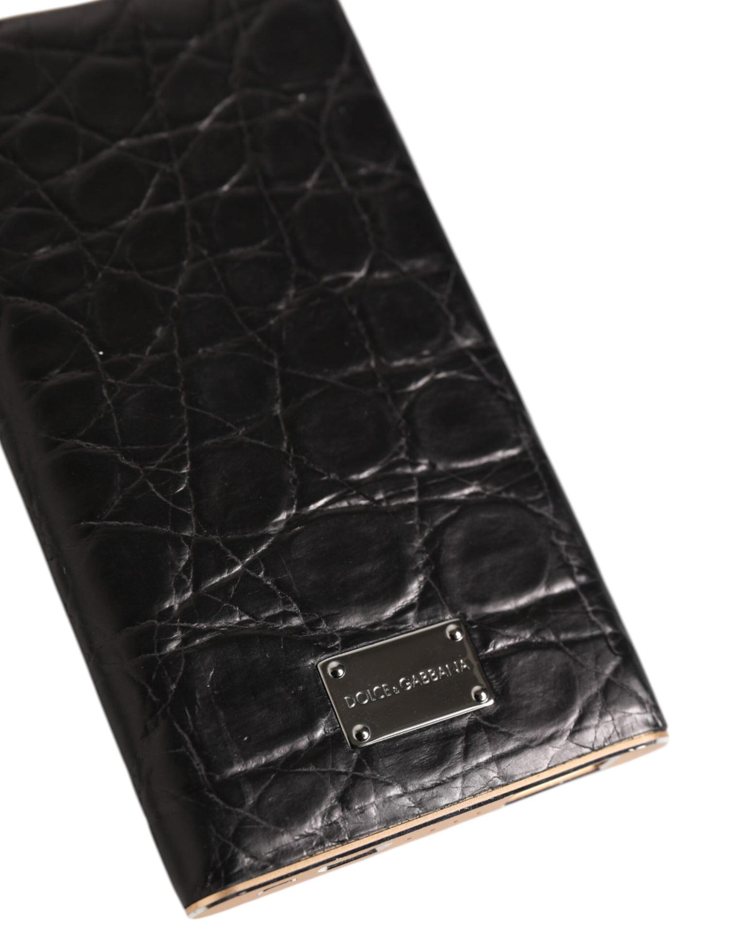 Dolce &amp; Gabbana Black Leather Exotic Skin 3000mAh Power Bank Charger USB