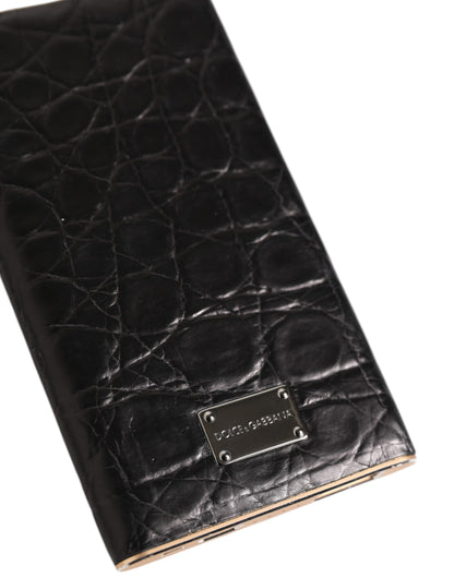 Dolce &amp; Gabbana Black Leather Exotic Skin 3000mAh Power Bank Charger USB