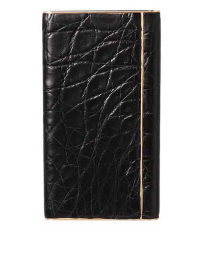 Dolce &amp; Gabbana Black Leather Exotic Skin 3000mAh Power Bank Charger USB